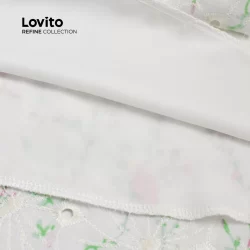 (Trendy) (Lovito Refine) Vestido Elegante Floral Com Cadarço Bordado Vestido De Verão/Primavera Para Mulheres LR4LD010