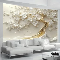Quadro Decorativo 110x80cm Árvore da Vida em Flores 3D Sala Quarto Hall de Entrada
