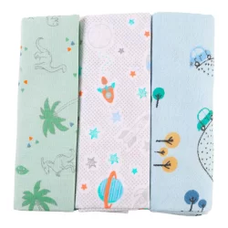 Kit Cueiro Karinho Flanelado Estampado - 3 Peças 80cm x 80cm