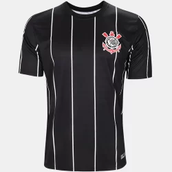Camiseta Corinthians Plus Size Torcedor Listras Preto Masculina