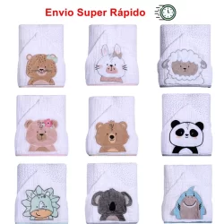 Toalha Fralda Bebê Papi Soft Com Capuz Bichinhos Três Camadas Soft