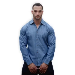 Camisa Manga Longa Jeans Delavê Tamanho especial - Plus size