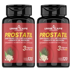 UNNE+CAPS - Próstatil - saw Palmetto + Urtiga Dióica + Semente de Abóbora 1. 2 e 3 frascos de 120 capsulas de 500mg