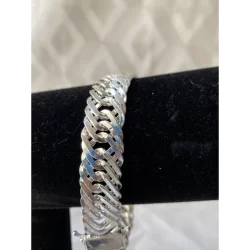 Pulseria Elo Triplo 15mm 20cm Prata Mista Nacional 925 Fecho Gaveta Anti Furto Masculino