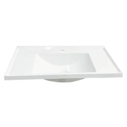 Lavatório Pia Topázio Branco para Banheiro 60CM de Mármore Sintético - Quanta