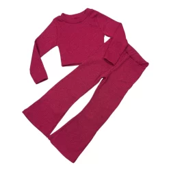 Conjunto Infantil Tricot Cropped E Calça Flare Menina
