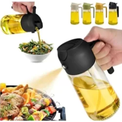 Azeiteiro Vinagreiro Spray De Vidro Com Botao + Bico Dosador + Tampa E Alca De Plastico 470ml