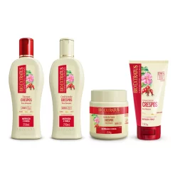 Kit Crespos Shampoo Condicionador Banho de Creme 250mL e Finalizador 150g Bio Extratus