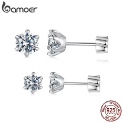 Brincos Bamoer 925 Sterling Sliver Espumante Moissanite 0.5CT Joias Presentes Para Mulheres