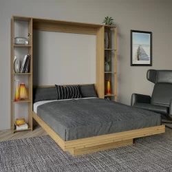 Cama Articulada de Casal com 8 Prateleiras e 2 Nichos 209,9x198,5cm Cm8040 Amendoa