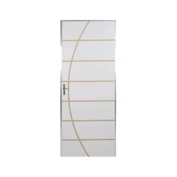 Kit Porta de Madeira Decorada 212x65cm com Batente de Alumínio 3,6cm Neblina MGM Branco