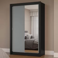 Guarda-Roupa Solteiro 2 Portas de Correr com Espelho Milano Madesa