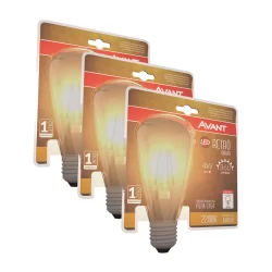 Kit 3 Lâmpadas de Led Pera Filamento Vintage Retro ST64 4w E27 2200k 127v Luz Quente Avant