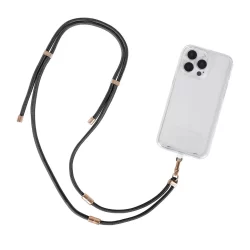 Cordão Celular Ajustável Pulso Pescoço Preto Dourado Geonav
