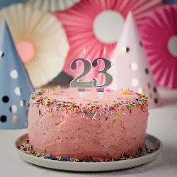 Vela De Aniversario Rosa Holográfica 7cm Wave Numérica Do 0 ao 9 Silver Festas