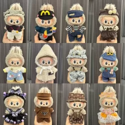 Roupas Labubu Boneca: 17cm Primeira Geração e Segunda Geração Vinil e Chaveiro de Pelúcia Boneca Vestir Terno e Acessóri