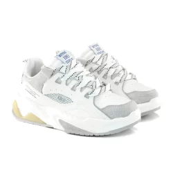 Tênis QIX Missy Feat Urban Confortavel Branco e Cinza Feminino