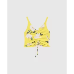 Regata Long Cropped Feminina Com Túnel Em Malha Canelada De Viscose