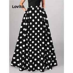 Lovito Saias Boho Saia De Bolinhas Pom Para Mulheres LNL69117