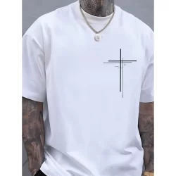 Camiseta Masculina Cruz Dupla Religião Cristão 100% Algodão Promoção Malha Premium Fio 30.1
