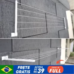 Varal Retratil Parede Extensivel Até 4mt 50cm 60kg