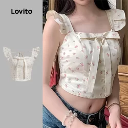 Lovito Regata feminina Boho Ditsy com laço Floral L120ED400