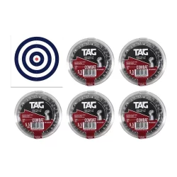Kit 05 Cx Chumbinho Diabolo Combat Cal 5,5mm - TAG + Alvos