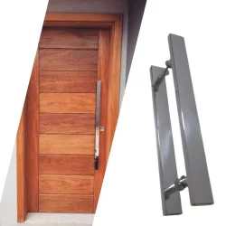 Puxador Inox Para Porta Pivotante Madeira Vidro 60 Cm Polido