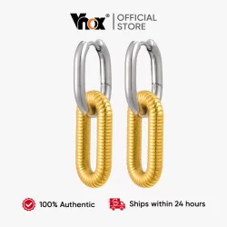 Brincos Huggie De Ligação De Aço Inoxidável Vnox Para Mulheres , Pendurados Em Ouro 18K , Joias Hipoalergênicas