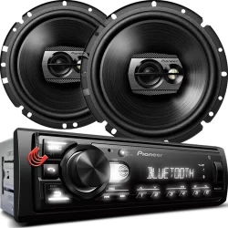 Combo Kit Auto Radio Som Aparelho Automotivo Usb Pioneer +2 Falantes Triaxial 6" Dianteiros Portas