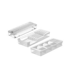 Kit organizador de gavetas Ou 3 peças Linha Clear - Branco