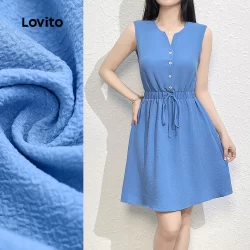 Lovito Vestido Casual liso com gravata frontal para mulheres L132ED682
