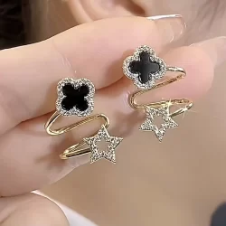 S925 prata agulha preto trevo de quatro folhas moda simples brincos feminino nicho Design High-End luz brincos de luxo