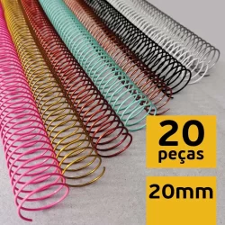 Espiral Metálico 20mm em Aço P/ 120 Folhas Pacote c/20
