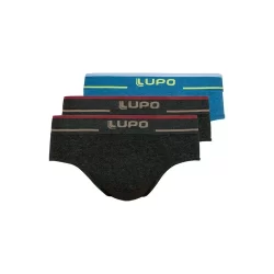 Kit com 3 Cuecas Slip Lupo 624-003 Colorido