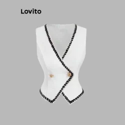 Lovito Regata Elegante Com Laço Liso Para Mulheres L110AD482
