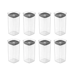 Kit de potes herméticos Ou 8 peças 340ml - Linha Block - Natural