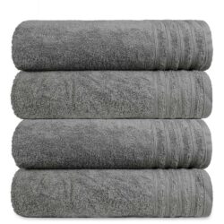 Kit 4 Toalha Gigante Banhão Fio Penteado 100% Algodão Twist - Chumbo