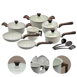 Jogo de Panelas Antiaderente Cerâmico Fogão Indução Kit 10 Peças Pratic Cook Marmol
