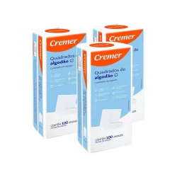 Kit 3 Algodão Quadrado sem Perfume 300 unidades Cremer