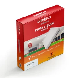 Luminária Plafon Led Sobrepor Quadrado Branco 24W Ourolux