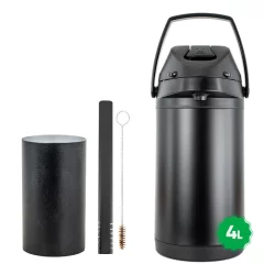 Kit Tereré Copo Bomba Preto Garrafa Térmica 4l Black Inox