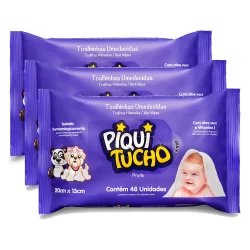 Toalha Umedecida Piquitucho Pratic 48 Unidades | Kit com três unidades