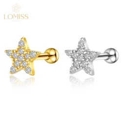 Lomiss Piercing Orelha Flat Conch Tragus Barbell Cobre Estrela Zircônia