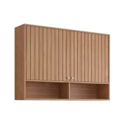 Armário Aéreo p/ Cozinha Divina c/ 2 Portas Ripadas 120 cm Freijo - Cinamomo - MGM