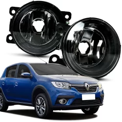 Par Farol Auxiliar Milha Lente Vidro Aro Preto Sandero 07 A 11 12 13 14 15 16 17 18 19 20 21 22 2023