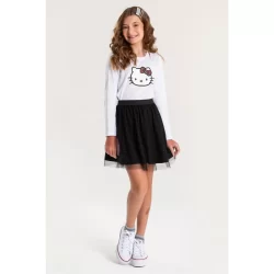 Conjunto Infantil Feminino Lacinho Xadrez - Hello Kitty
