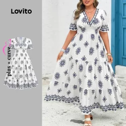 Lovito Vestido Plus Size curva Boho com estampa Tribal para mulheres LBL24308