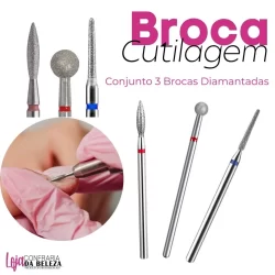 Brocas Diamantadas para Cutilagem Russa Lixamento e acabamento Modelo Esferica Chama e Ponta Lápis