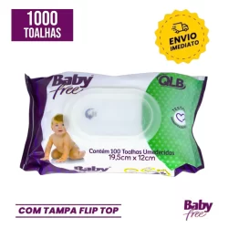 Kit 5pct ou 10pct com 100un Cada Lenço Umedecido Toalha BABY FREE